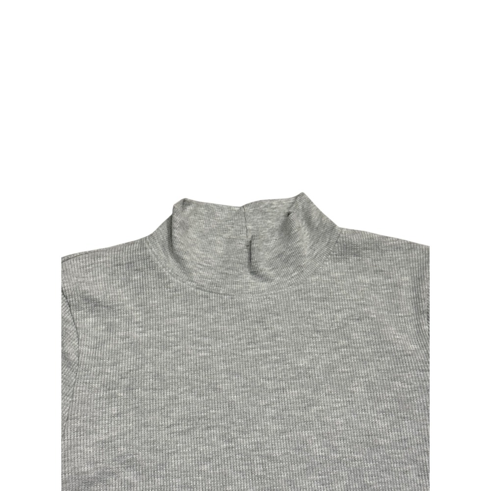 American Eagle Outfitters Gray Ribbed Mock Neck‎ Long Sleeve Crop Top Women's XL - Picture 2 of 6